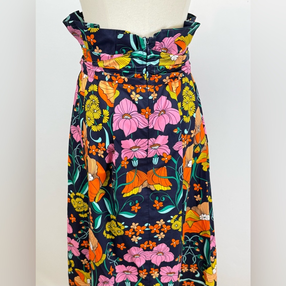 COREY LYNN CALTER Navy with bright floral pattern pleated A line skirt size M - Picture 5 of 12